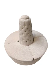 Hollywood Regency Round Banquet Settee Tufted Lobby Sofa in Bouclé, 1980s